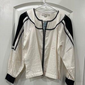 LOFT Black and Cream Blazer with Striking Accents